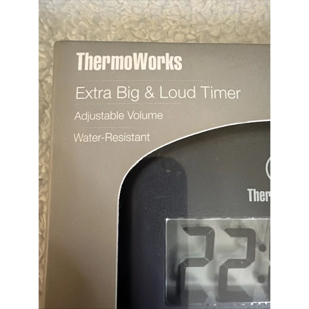 ThermoWorks Extra Big & Loud Kitchen Timer Dark Gray 5.1 x 3.5 in NIB New TX4100